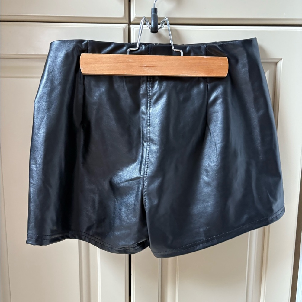 High Waist Black Leather Shorts